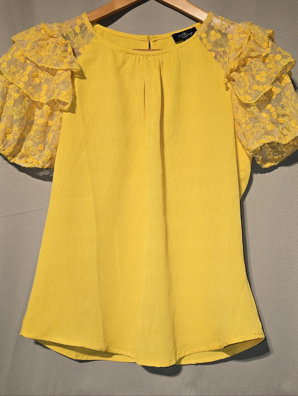 Milk & Honey Yellow Lace Sleeve Blouse